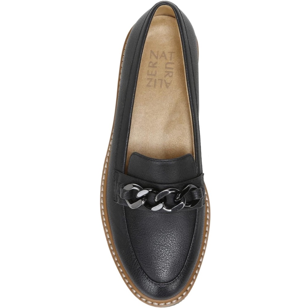 Naturalizer Emmal Silver Black Chain Platform Penny Loafer 12 Comfort Business - Picture 2 of 11
